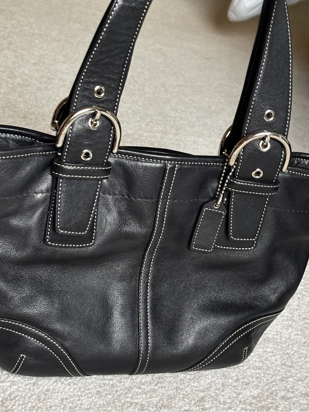⭐️Vintage COACH Black Leather Shoulder Handbag with dust bag - Picture 11 of 11